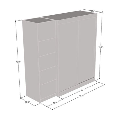 Wardrobe with 1 Mirror