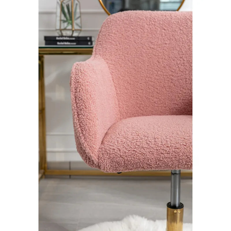 Modern Home Office Chair with Gold Metal Legs and Universal Wheels