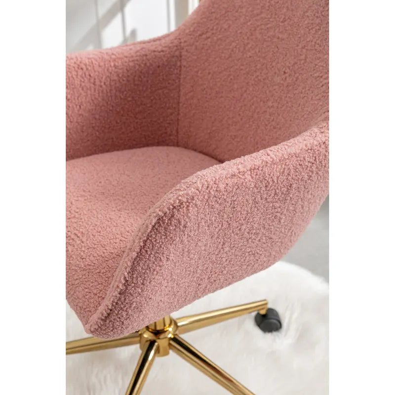Modern Home Office Chair with Gold Metal Legs and Universal Wheels