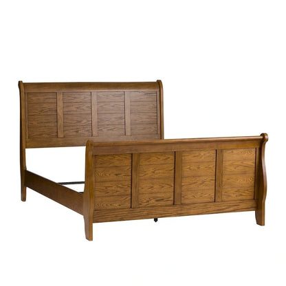 Aged Oak Queen Sleigh Bed