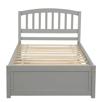 Twin size Platform Wood Bed Frame with Trundle