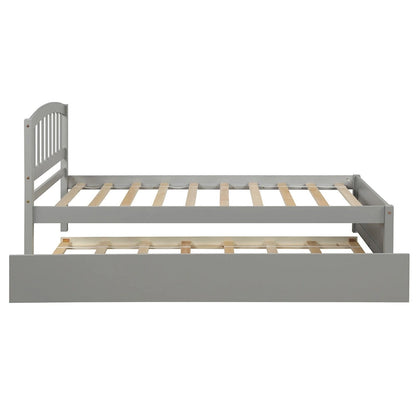Twin size Platform Wood Bed Frame with Trundle