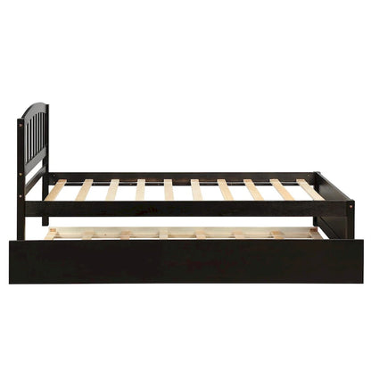 Twin size Platform Wood Bed Frame with Trundle