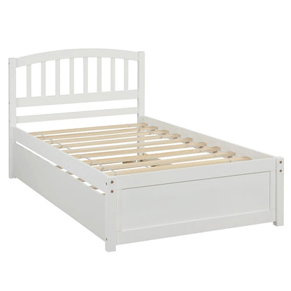 Twin size Platform Wood Bed Frame with Trundle