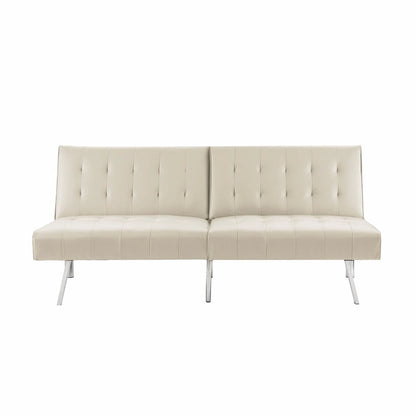 Tufted Mid-Century Modern Split Back Futon Sofa Couch Bed with Chrome Legs