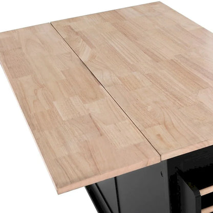 Kitchen Island Cart with Wheels Drop-Leaf Countertop