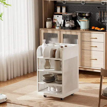 4-Tier Kitchen Island Cart with Spice Rack & Locking Casters