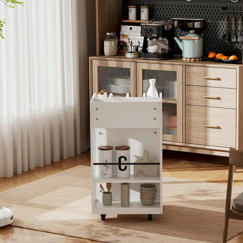 4-Tier Kitchen Island Cart with Spice Rack & Locking Casters