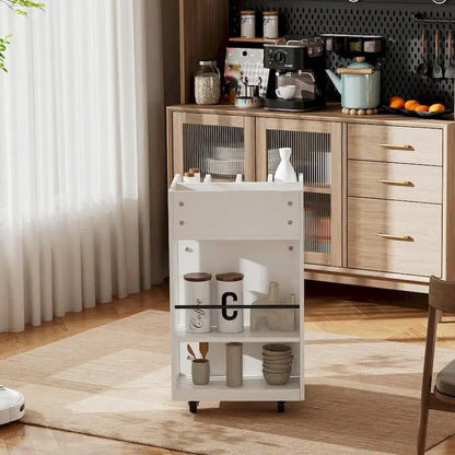4-Tier Kitchen Island Cart with Spice Rack & Locking Casters