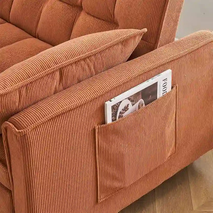 Modern Corduroy Sofa Bed with Adjustable Back