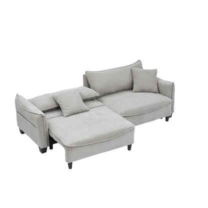 Corduroy fabric sofa with 2 throw pillows