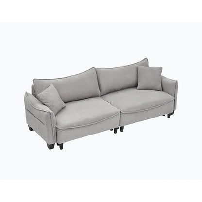 Corduroy fabric sofa with 2 throw pillows