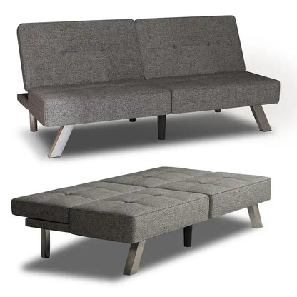 Linen Upholstered Modern Convertible Folding Futon Sofa Bed for Compact Living Space