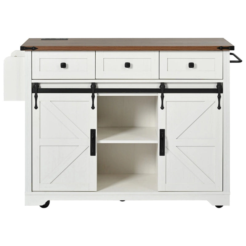 53.7 Farmhouse Kitchen Island with Power Outlet