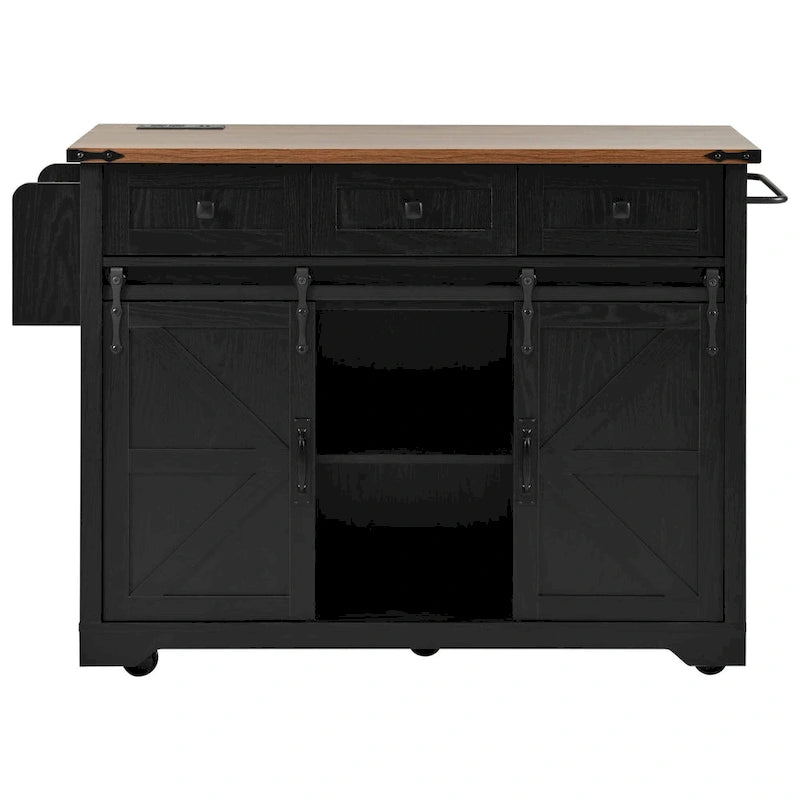 53.7 Farmhouse Kitchen Island with Power Outlet