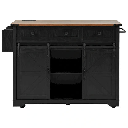 53.7 Farmhouse Kitchen Island with Power Outlet