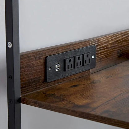 3-Tiers Buffet Cabinet with LED Strip and Glass Holder,Power Outlet