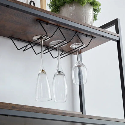 3-Tiers Buffet Cabinet with LED Strip and Glass Holder,Power Outlet