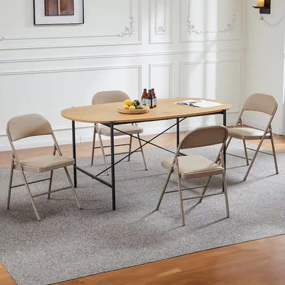 Folding Chair 2 Pack, Leather Padded Folding Chairs, Sturdy Metal Foldable Chairs, for Home, Office, Party