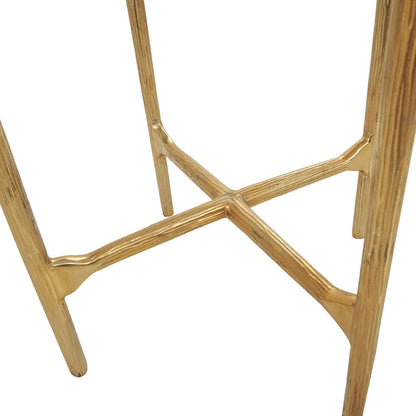 Aluminum Metal Textured Side End Accent Table with Glass Tabletop - Gold or Silver